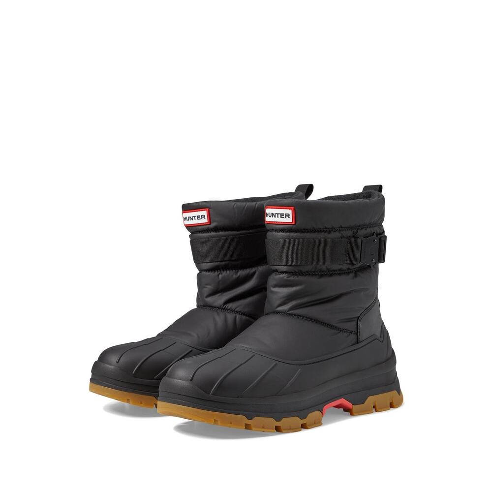 HUNTER INTREPID SHORT BUCKLE SNOW BOOT BLACK/NATURAL GUM 13 M